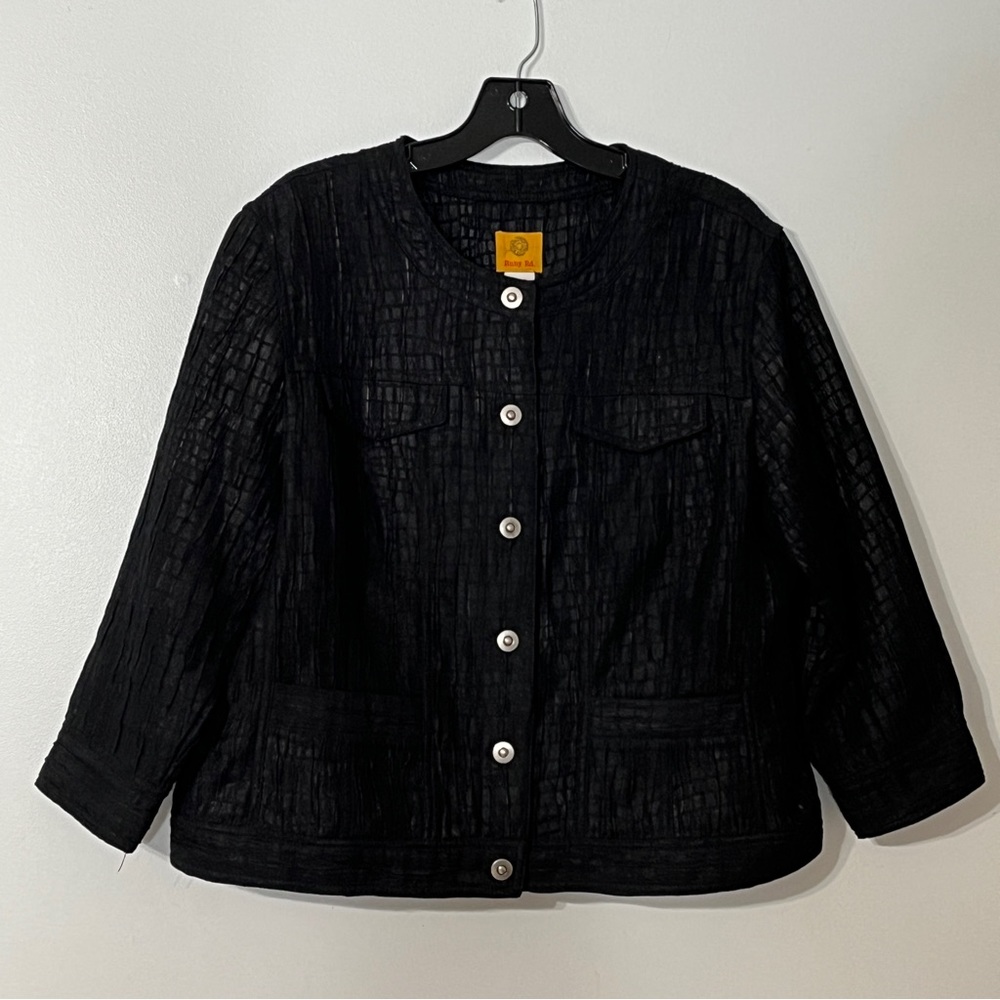 Ruby Rd. Black Shimmer Button Up Jacket - image 1